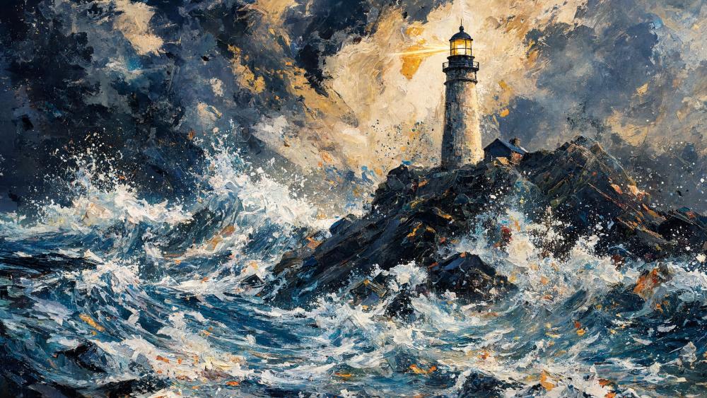 Lighthouse In A Storm wallpaper