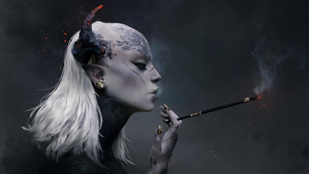 Cigarette Queen of the Void wallpaper