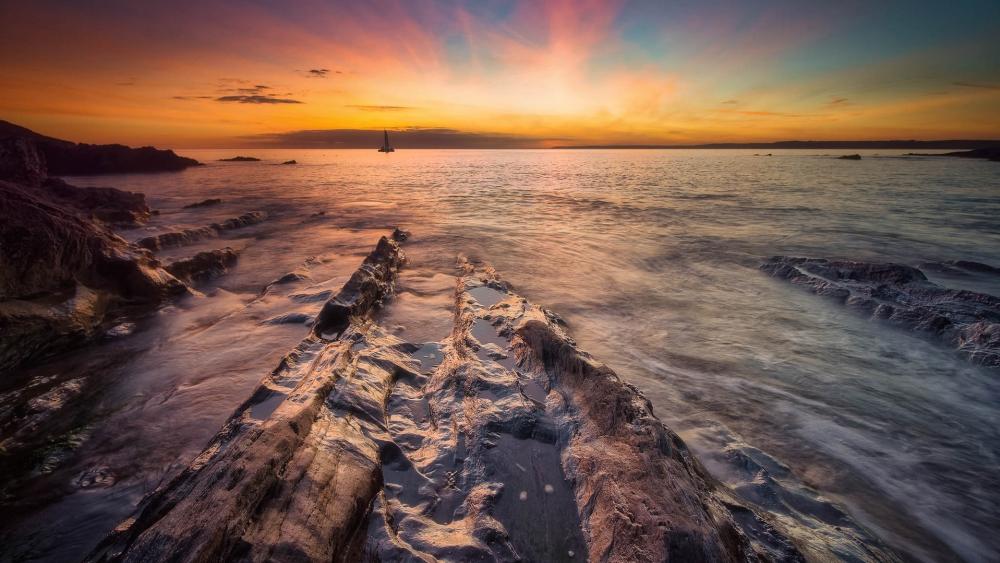 Golden Horizon Seascape wallpaper