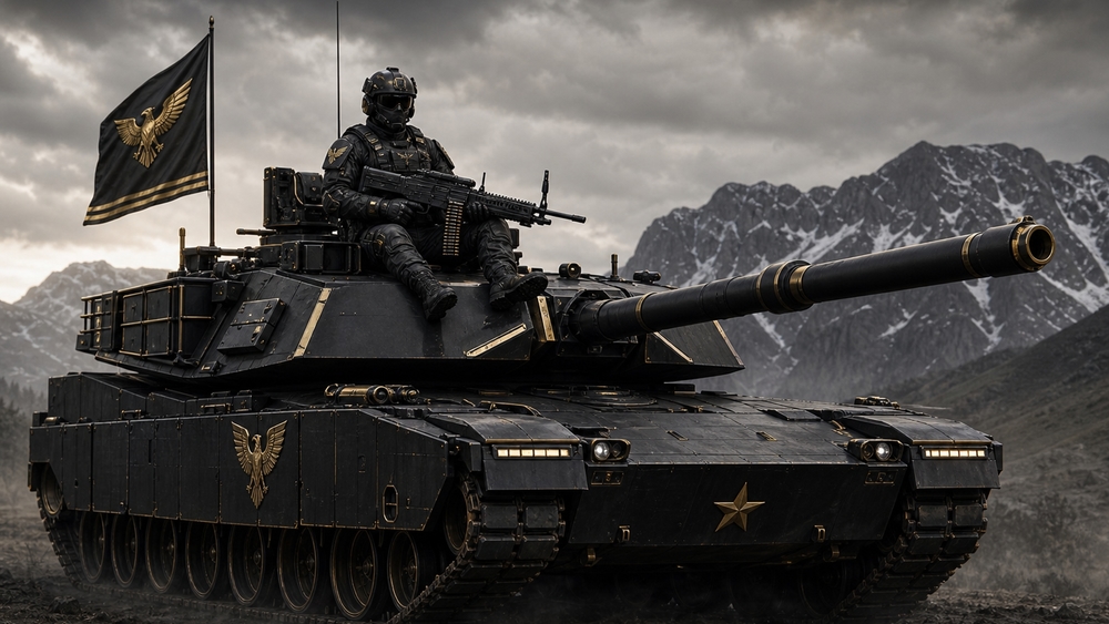 Armored Sentinel on Mountain Battlefield wallpaper