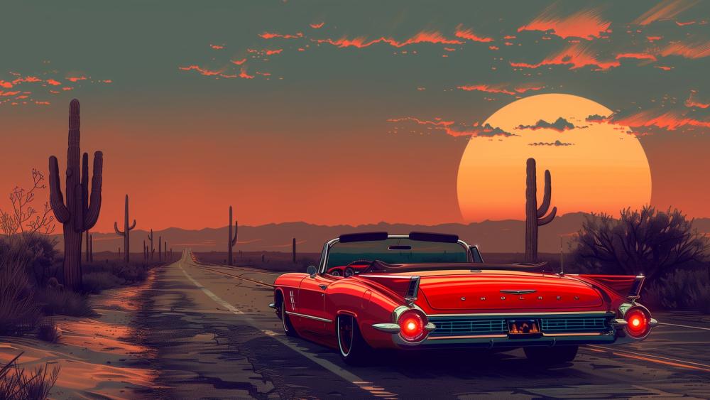Desert Vintage Car a Minimalist Journey wallpaper