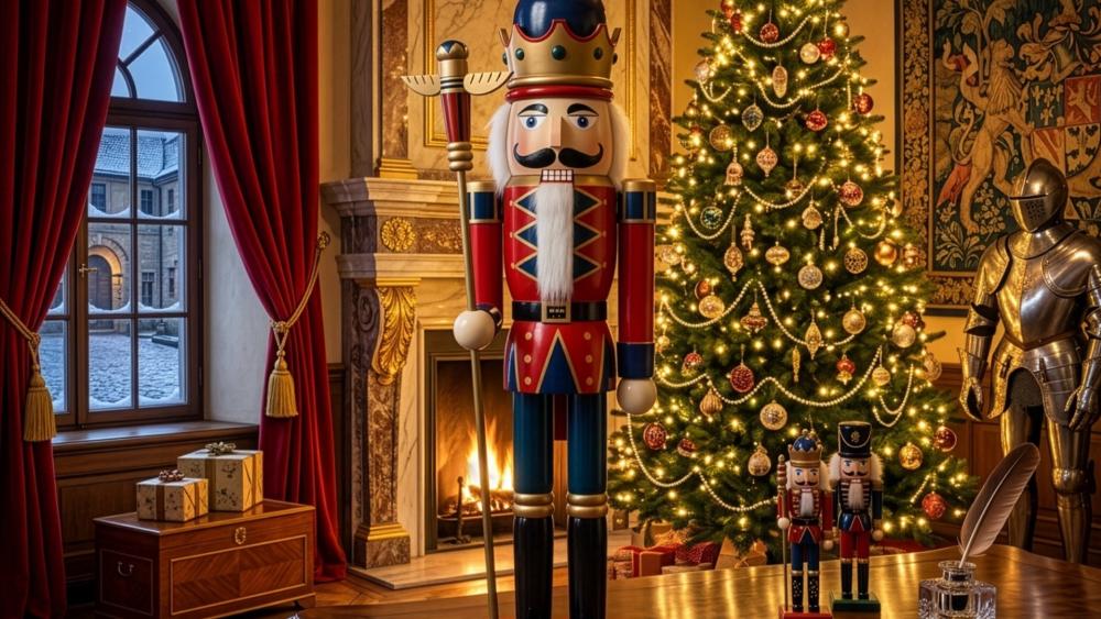 Nutcracker King with Christmas tree wallpaper