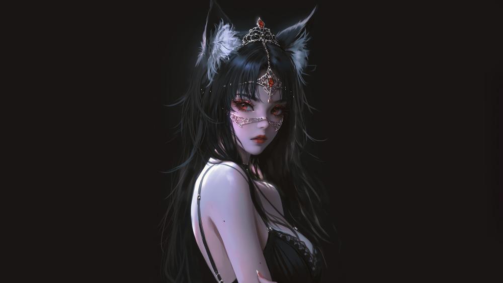 Midnight Gothic Neko Enchantress wallpaper