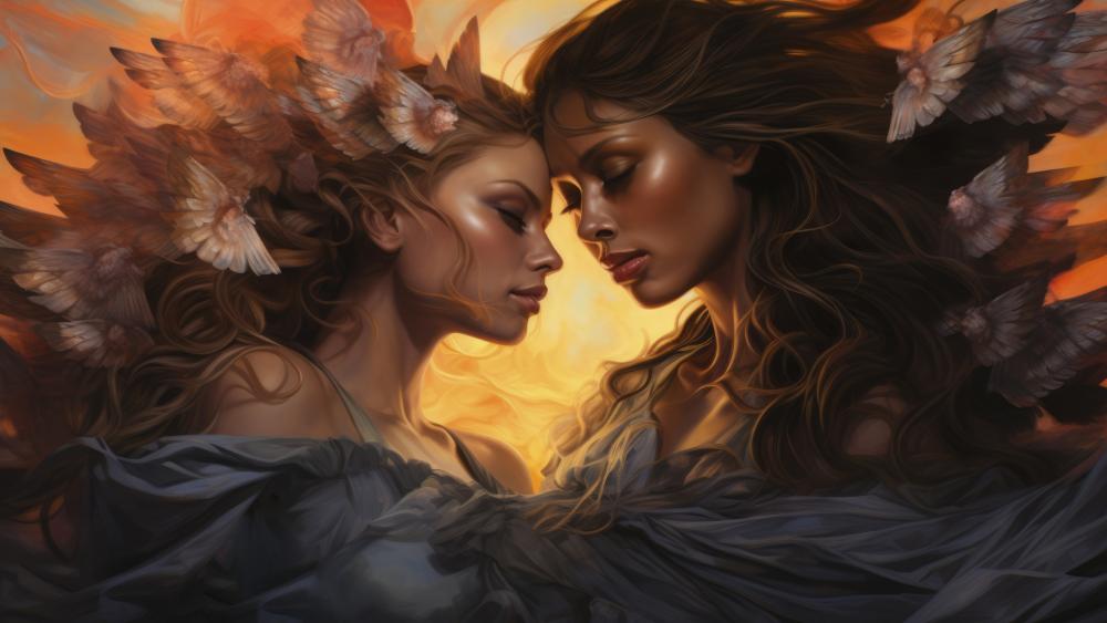 Ethereal Goddess Embrace wallpaper
