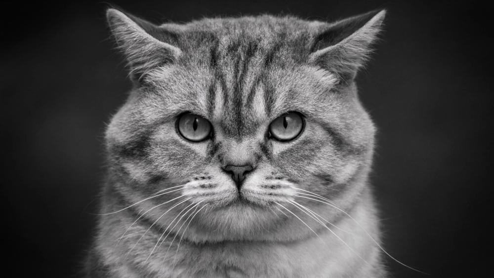 Grumpy Monochrome Cat Portrait wallpaper