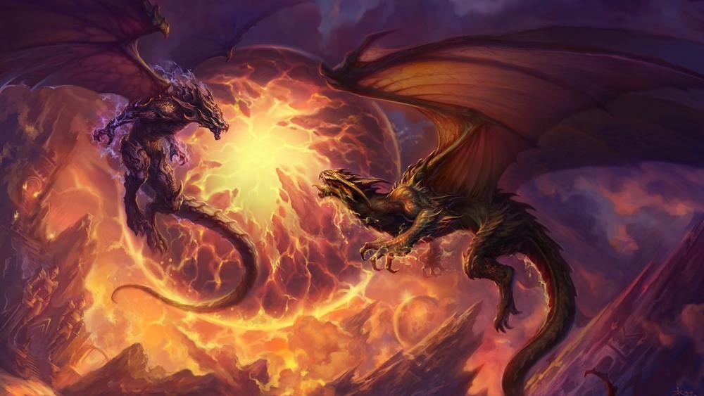 Dragon Duel Fantasy wallpaper