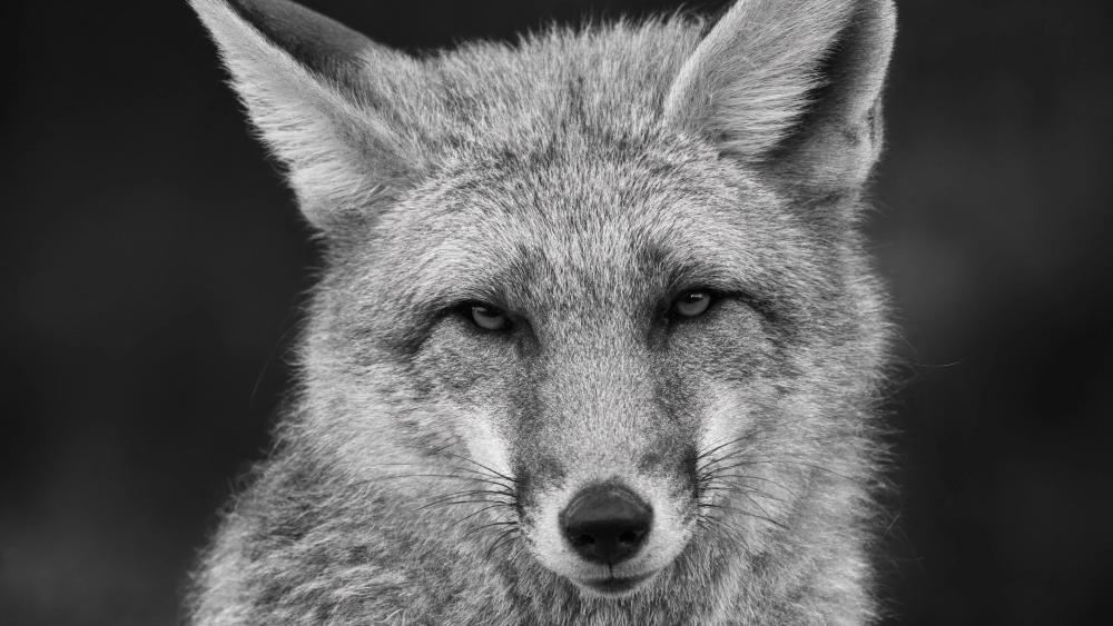 Monochrome Fox wallpaper