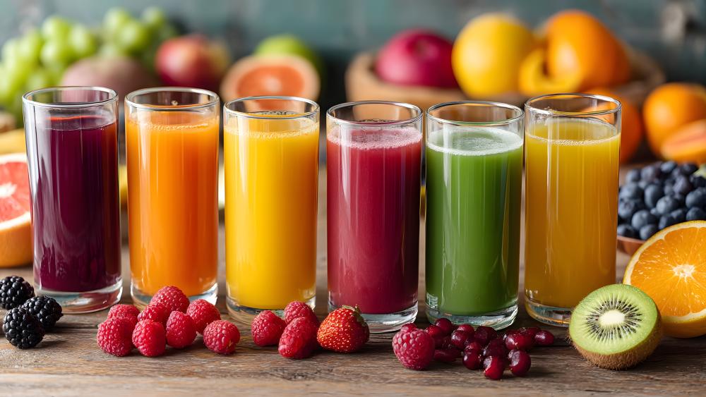 Vibrant Fruit Juice Rainbow wallpaper