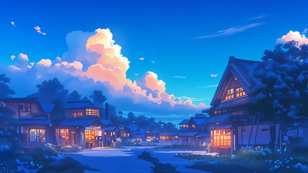 Twilight Village Glow wallpaper