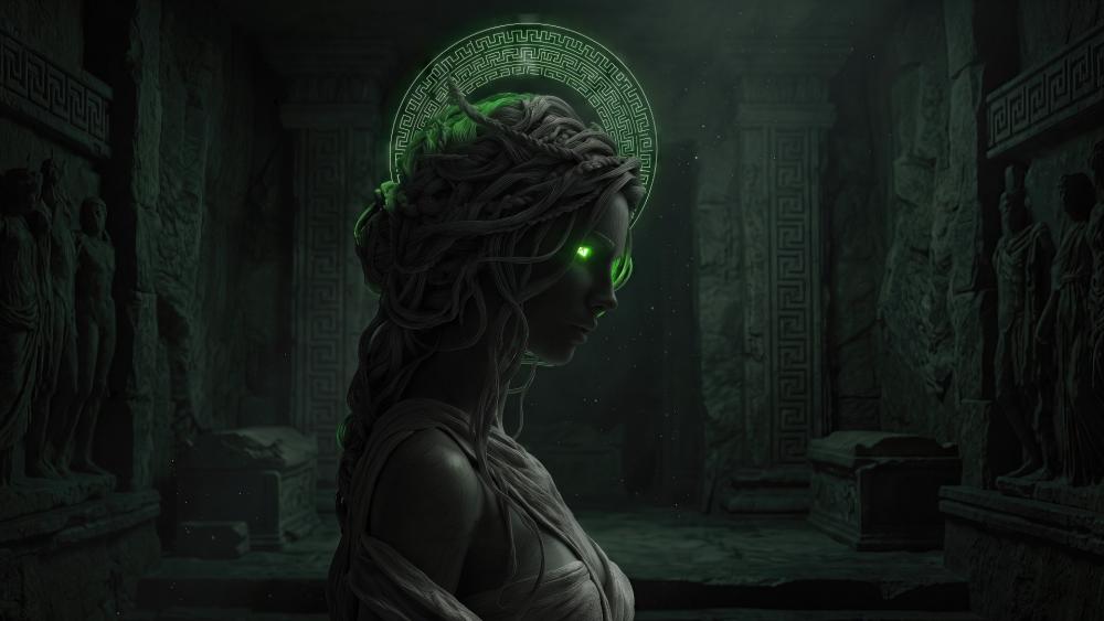 Emerald Eyes of the Temple Goddess wallpaper