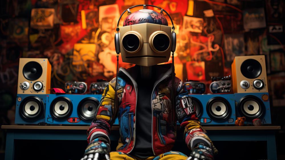 Retro Robot DJ Studio wallpaper