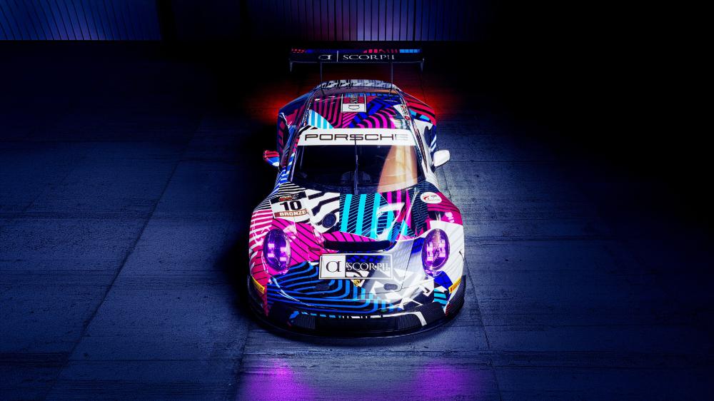Neon Porsche 911 GT3 R Showcase wallpaper