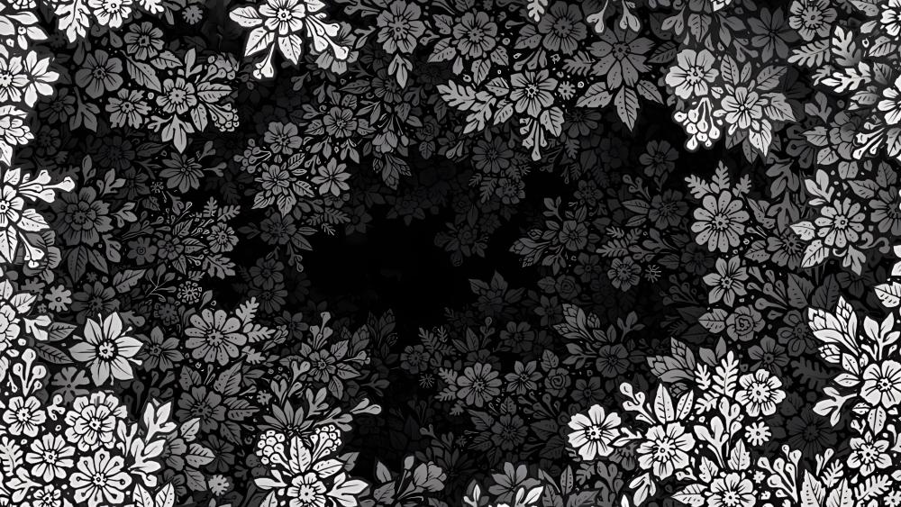 Monochrome Floral Bloom Pattern wallpaper