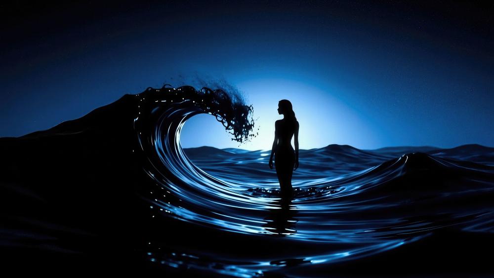 Midnight Wave Silhouette Dream wallpaper