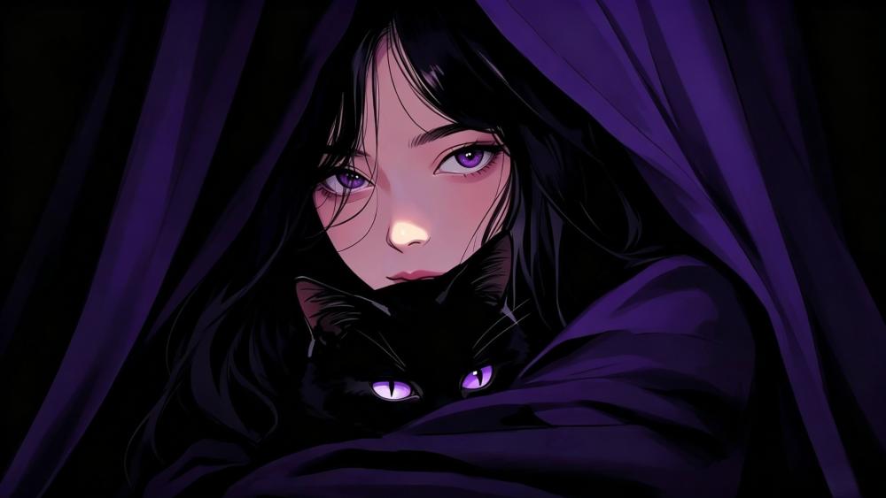 Midnight Cloak and Violet Eyes wallpaper