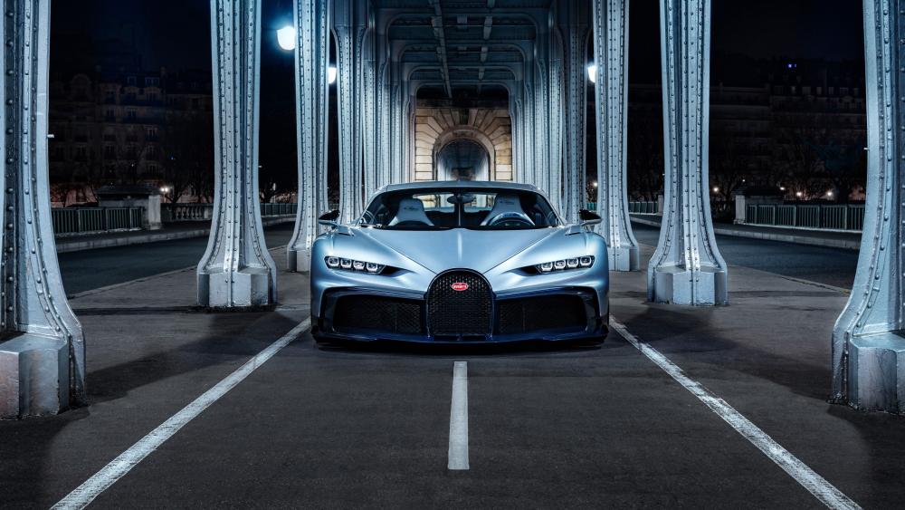 Midnight Bugatti Chiron Under the Bridge wallpaper