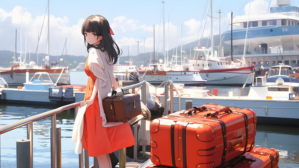 Harbor Departure in Summer Light wallpaper