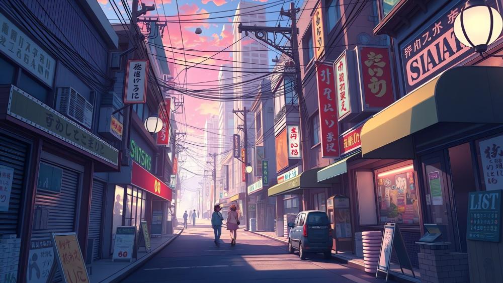 Neon Twilight Alley wallpaper