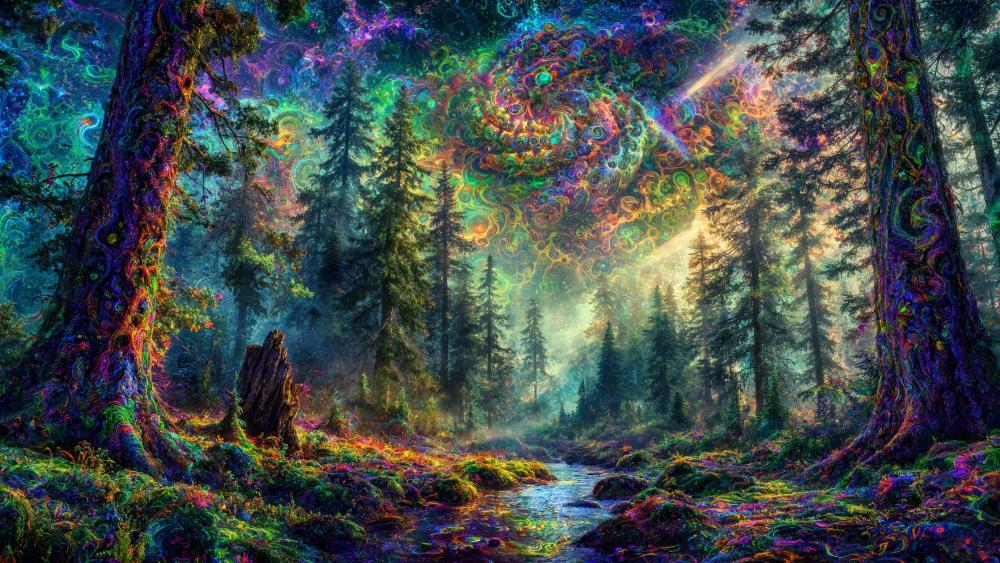 Neon Dream Forest wallpaper