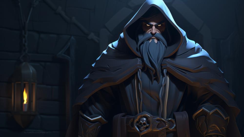 Shadowed Necromancer in the Ancient Dungeon wallpaper