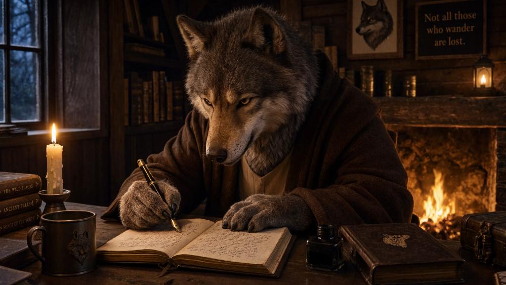 Wolf Writing In His Journal wallpaper