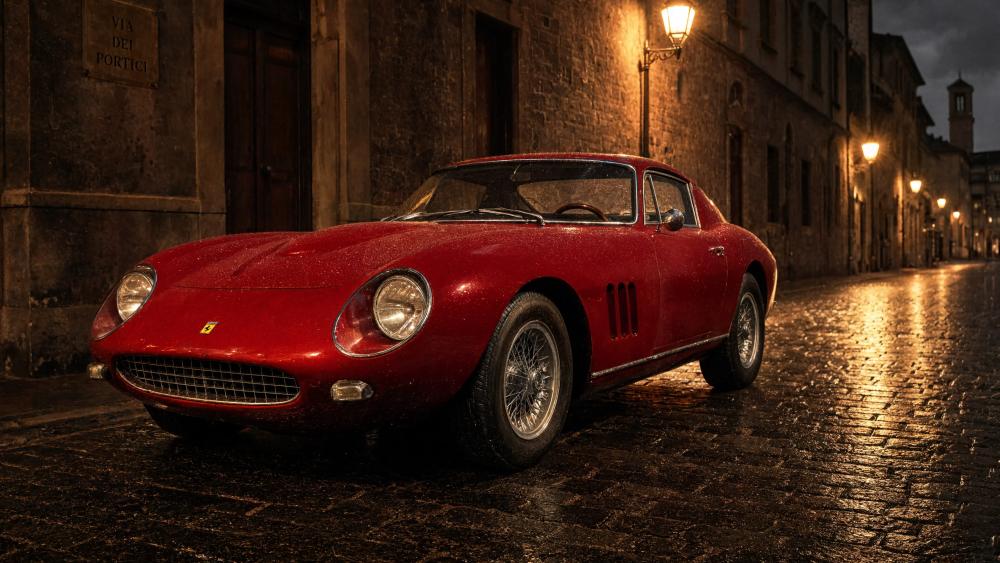 Ferrari 275 GTB On Wet Cobblestones wallpaper