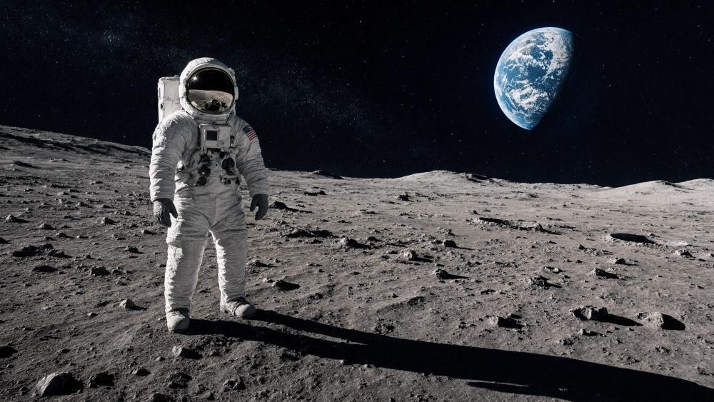Lunar Solitude Above Earth wallpaper