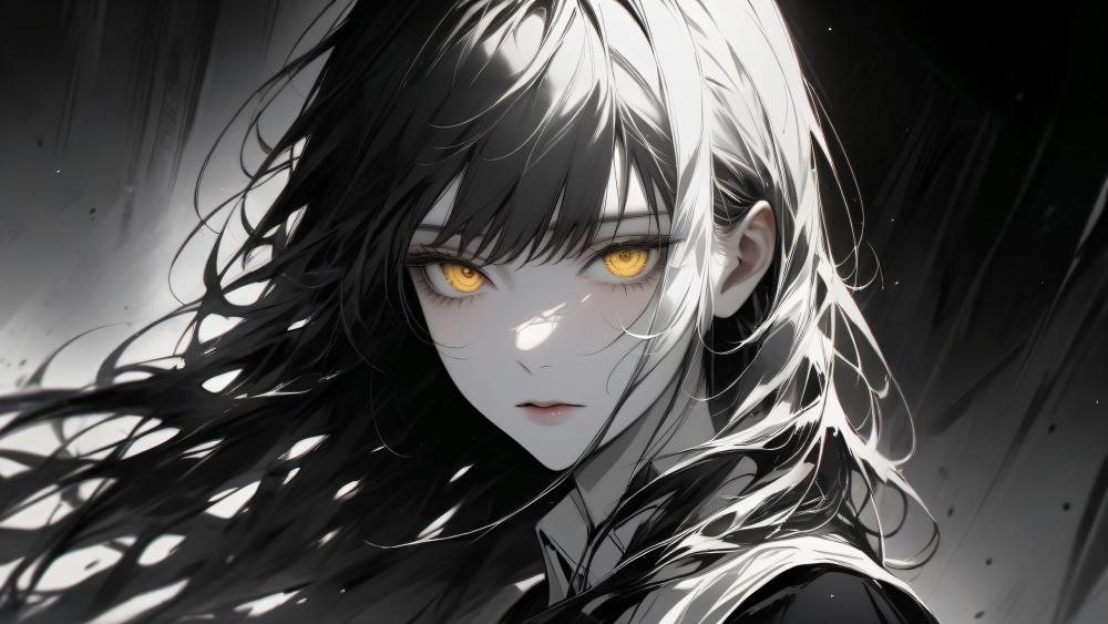 Monochrome Anime Portrait wallpaper
