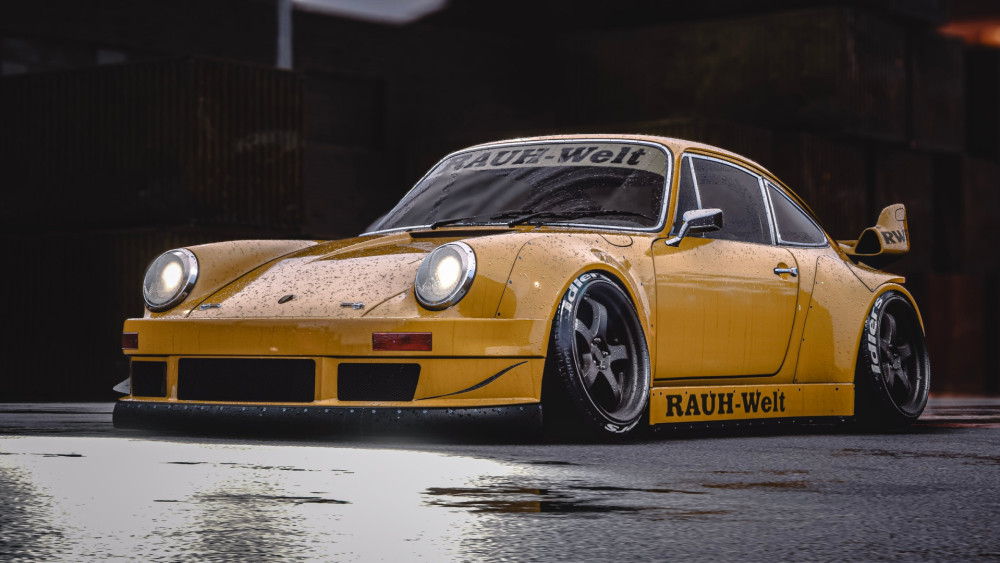 RWB Yellow Porsche 964 Rain Stance wallpaper
