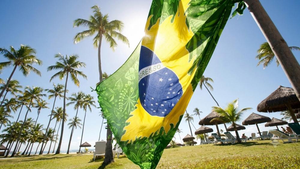 Brazilian Beach Flag Paradise wallpaper