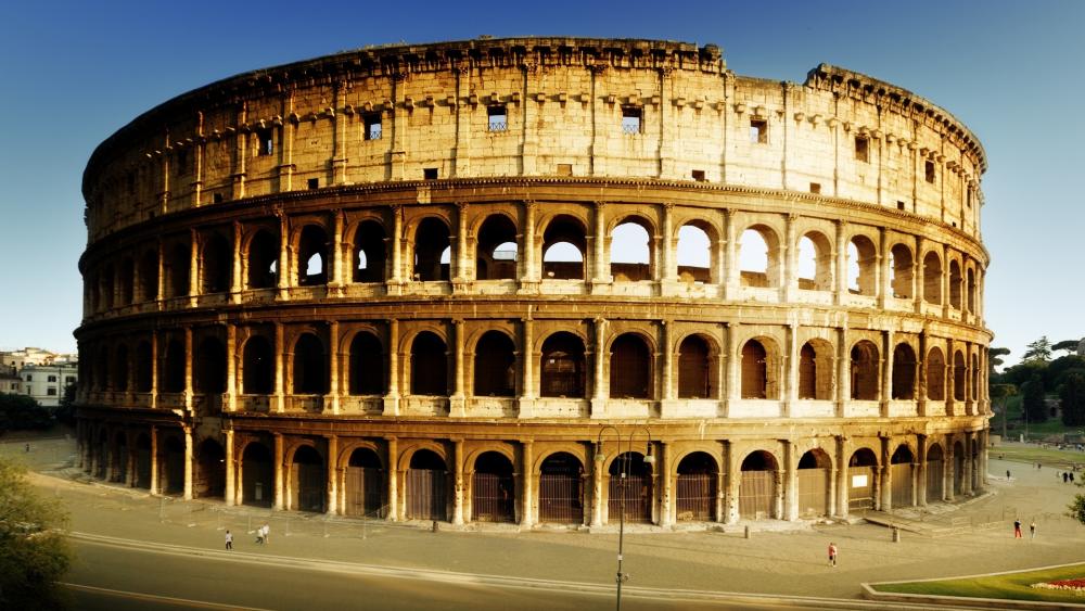 Golden Colosseum at Sunset wallpaper