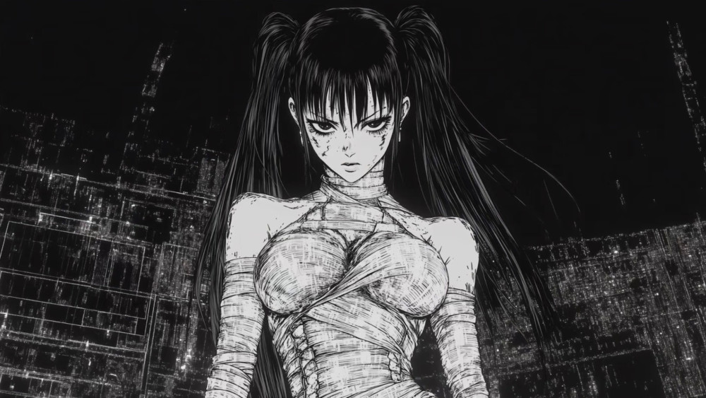 Gothic Bandaged Twin Pigtails wallpaper