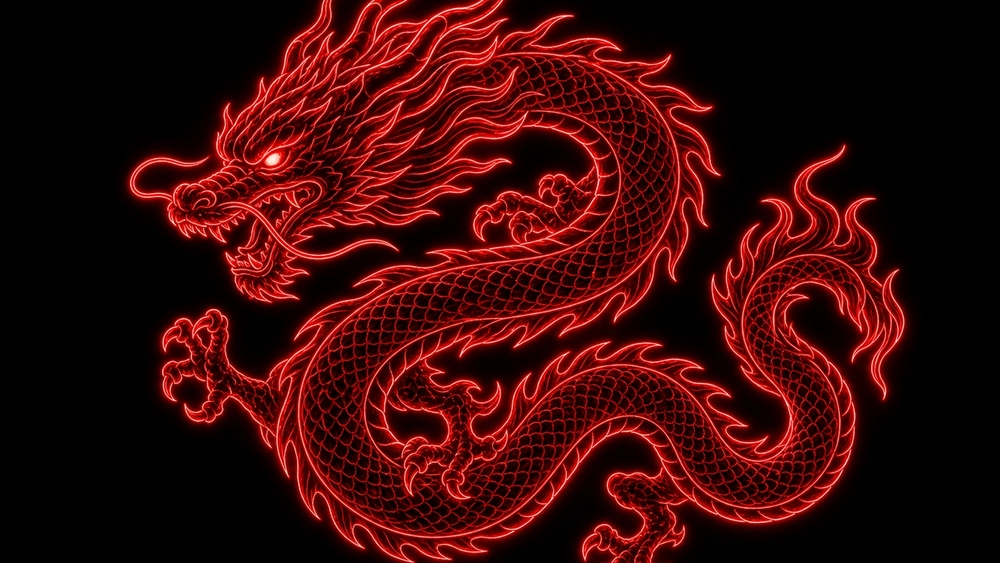 Neon Crimson Dragon wallpaper