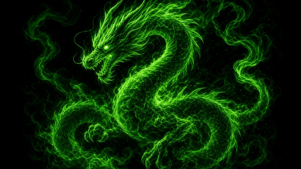 Neon Emerald Dragon Spirit wallpaper