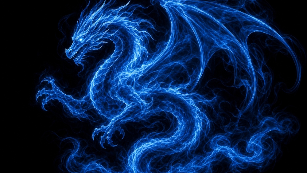 Neon Blue Dragon Spirit wallpaper
