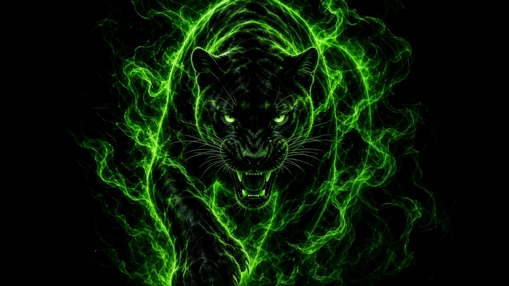 Neon Panther Fury wallpaper