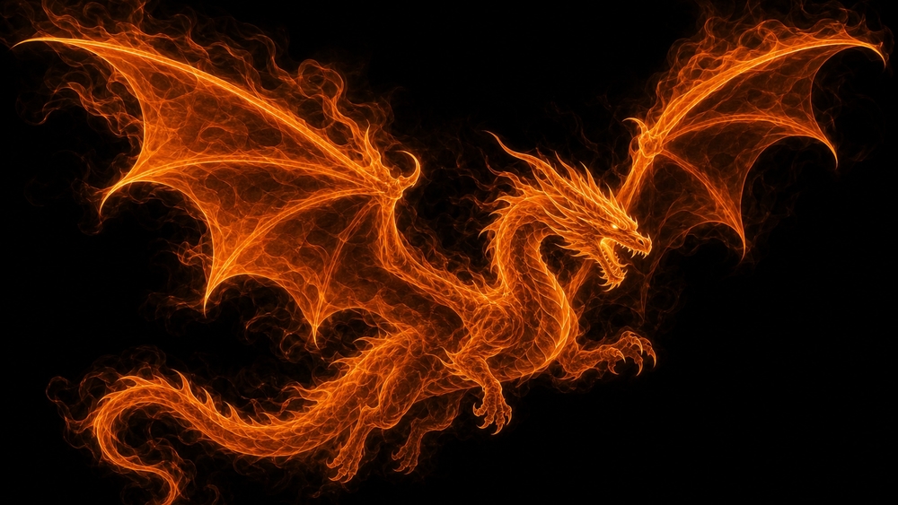 Fiery Dragon of the Dark Sky wallpaper