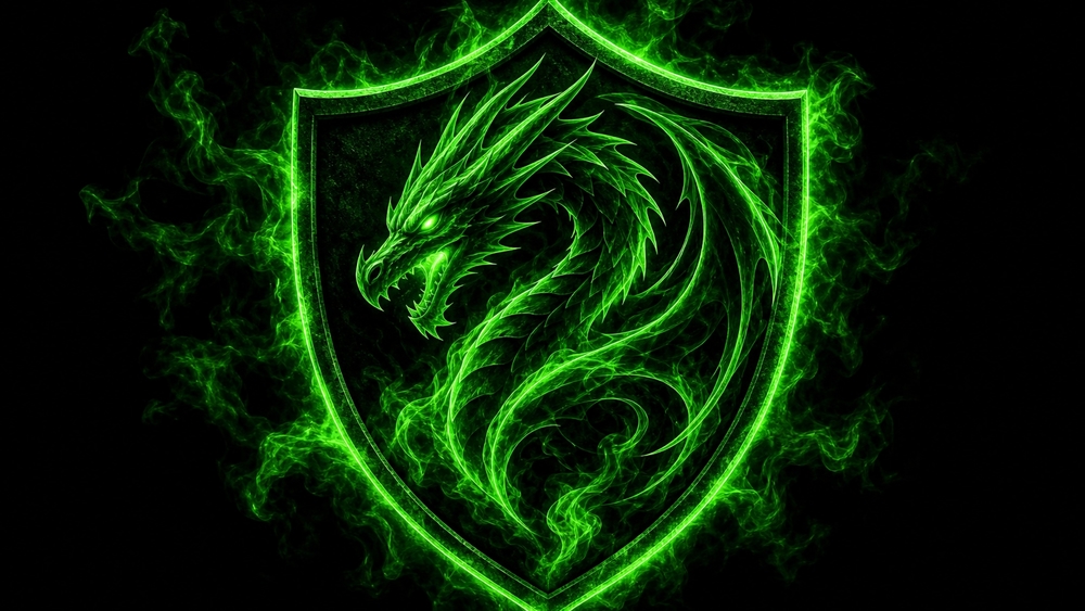 Neon Dragon Shield Emblem wallpaper
