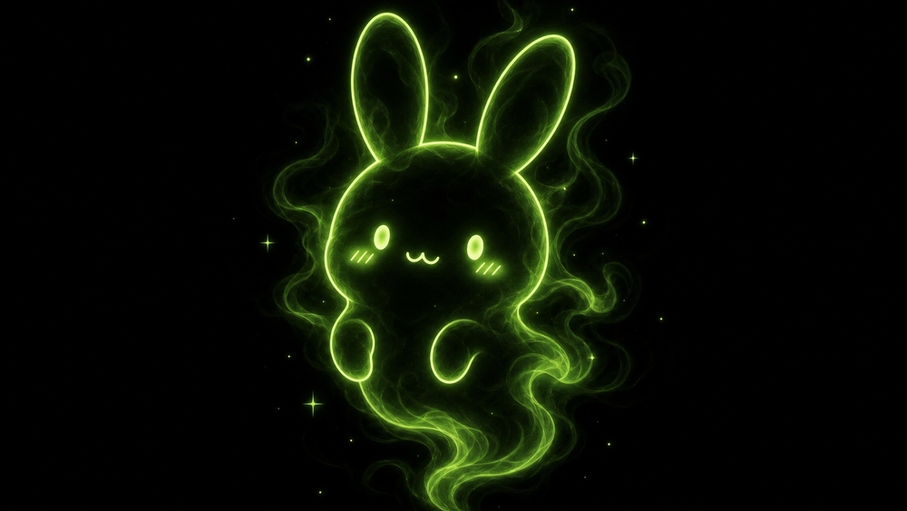 Neon Bunny Ghost Glow wallpaper