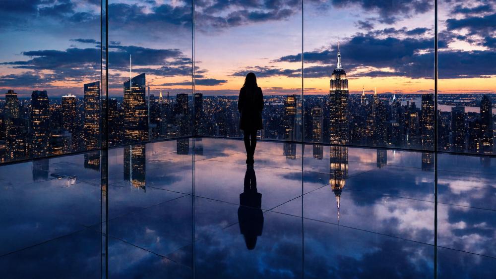 Rooftop Mirror Skyline wallpaper