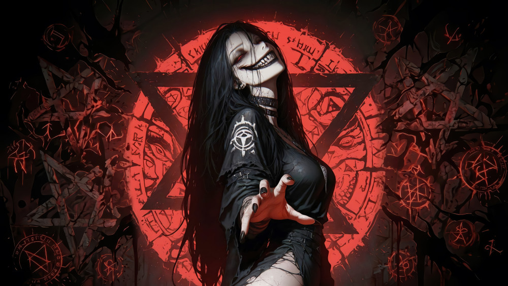 Dark Succubus Summoning in Crimson Shadows wallpaper