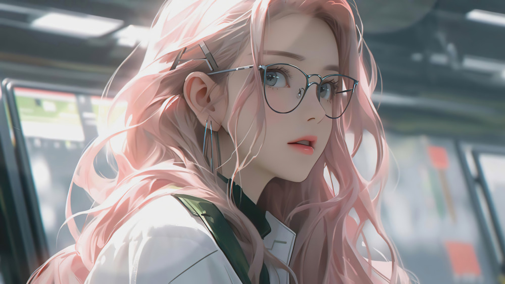 Pink Haired Anime Portrait in Soft Light wallpaper