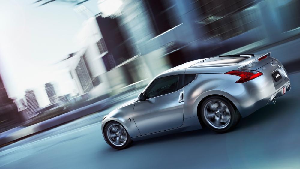 Silver Nissan 370Z in Motion wallpaper