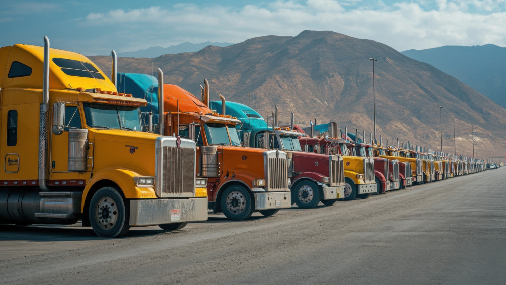 Colorful Semi Truck Parade wallpaper