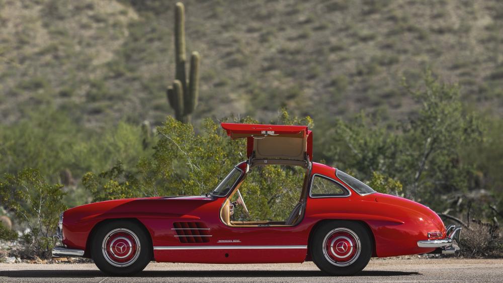 Crimson Mercedes-Benz 300SL Gullwing wallpaper