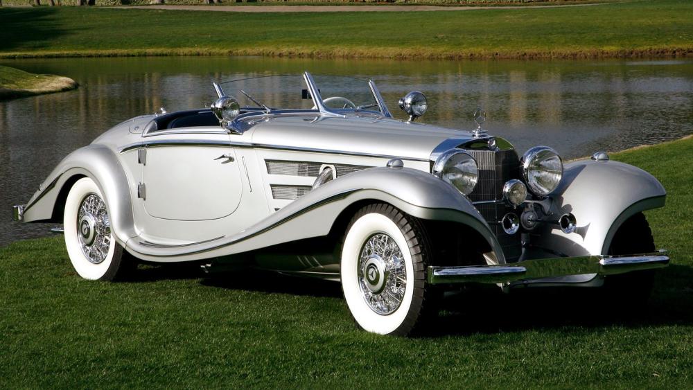Elegant Mercedes 540K Roadster by the Water wallpaper