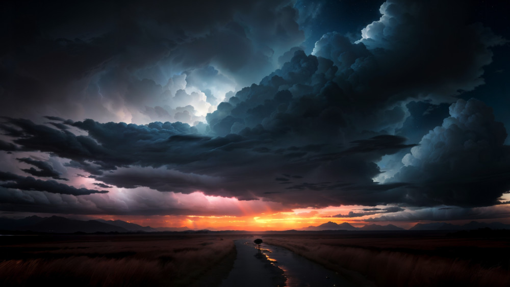 Epic Storm Over the Twilight Plains wallpaper