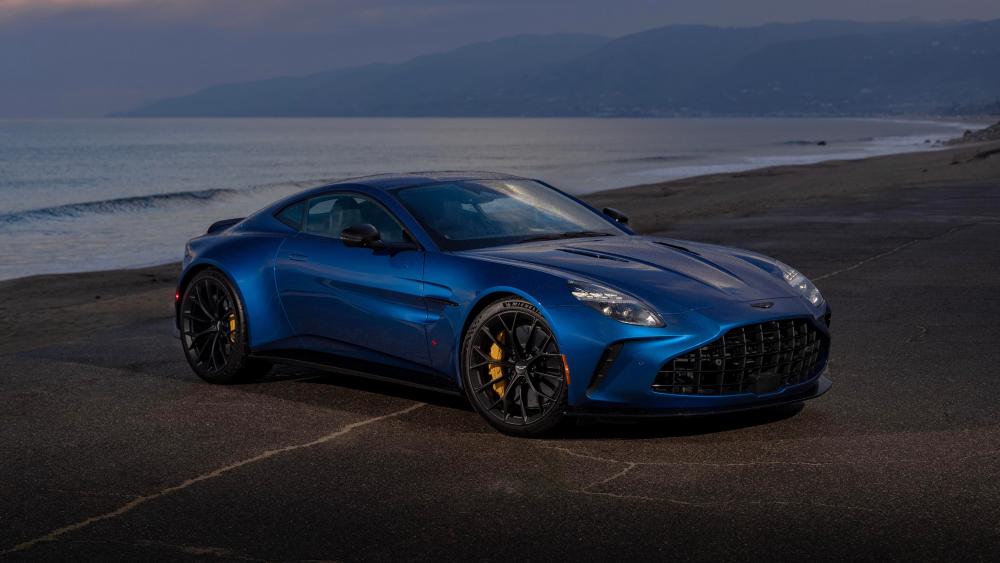 Blue Aston Martin Vantage by the Shore wallpaper