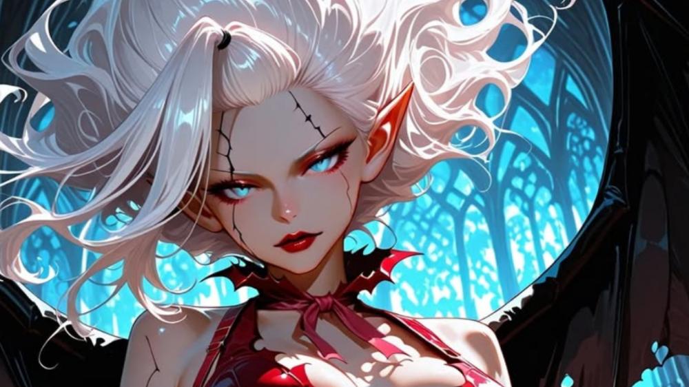 Gothic Elf Queen in Moonlit Shadows wallpaper