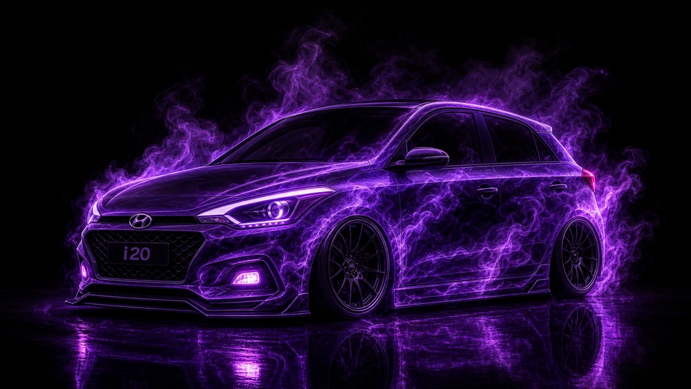 Neon Purple Hyundai i20 Glow wallpaper